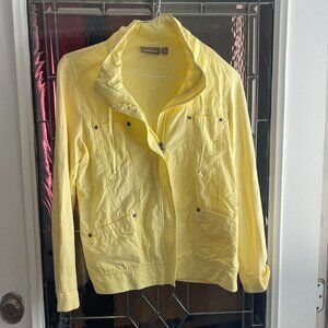 Croft & Barrow Cotton Preppy Yellow Light Weight Full Zip Jacket 4 Pockets Sz M